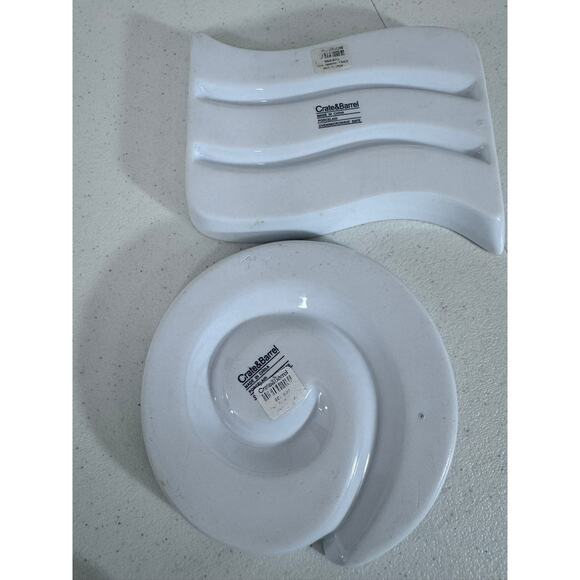 "CRATE & BARREL" Appetizer Servers Charcuterie Olives White Crackers App-6"x6" - Picture 2 of 4